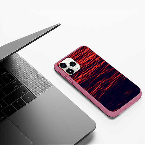 Чехол iPhone 11 Pro матовый Sunset Wave / 3D-Малиновый – фото 3