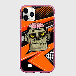 Чехол iPhone 11 Pro матовый Зомби с мозгами, цвет: 3D-малиновый