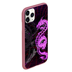 Чехол iPhone 11 Pro матовый Неоновый дракон purple dragon, цвет: 3D-малиновый — фото 2