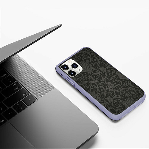 Чехол iPhone 11 Pro матовый The dark flowers / 3D-Светло-сиреневый – фото 3