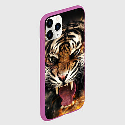Чехол iPhone 11 Pro матовый Оскал тигра, цвет: 3D-фиолетовый — фото 2