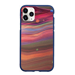Чехол iPhone 11 Pro матовый Розово-оранжевый абстрактный песок, цвет: 3D-тёмно-синий