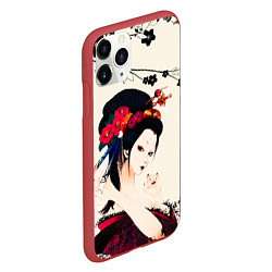 Чехол iPhone 11 Pro матовый Японская девушка, цвет: 3D-красный — фото 2