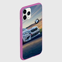 Чехол iPhone 11 Pro матовый Мощная бэха на трассе, цвет: 3D-фиолетовый — фото 2