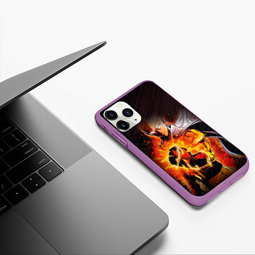 Чехол iPhone 11 Pro матовый One Punch-Man-красный кулак / 3D-Фиолетовый – фото 3