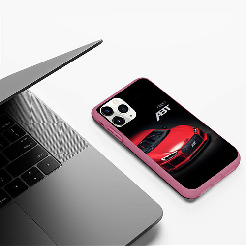 Чехол iPhone 11 Pro матовый Audi quattro ABT autotuning / 3D-Малиновый – фото 3