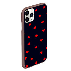Чехол iPhone 11 Pro матовый Сердечки, цвет: 3D-коричневый — фото 2