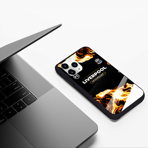 Чехол iPhone 11 Pro матовый Liverpool legendary sport fire / 3D-Черный – фото 3