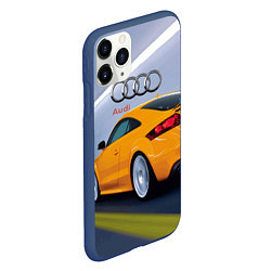 Чехол iPhone 11 Pro матовый Audi TT мчится в тоннеле, цвет: 3D-тёмно-синий — фото 2