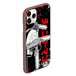 Чехол iPhone 11 Pro матовый Человек бензопила - Манга, цвет: 3D-коричневый — фото 2