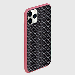 Чехол iPhone 11 Pro матовый Кольчуга карбон проволока, цвет: 3D-малиновый — фото 2