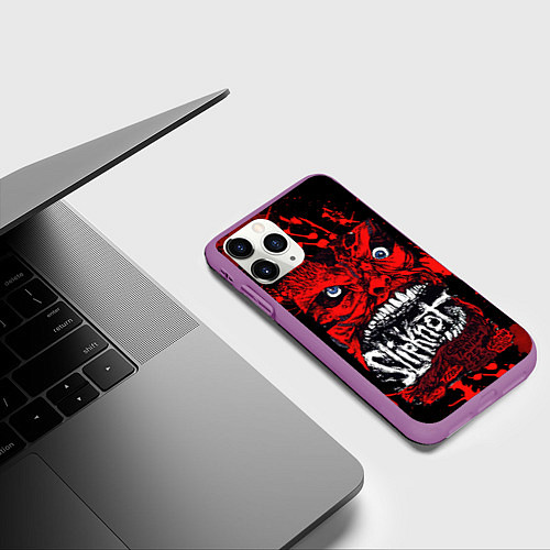 Чехол iPhone 11 Pro матовый Slipknot red blood / 3D-Фиолетовый – фото 3