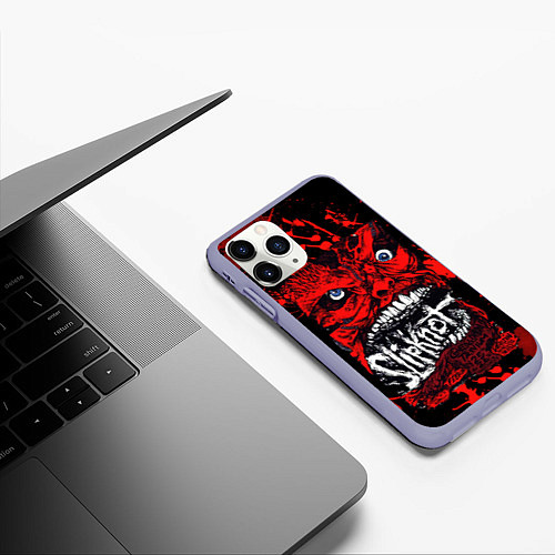 Чехол iPhone 11 Pro матовый Slipknot red blood / 3D-Светло-сиреневый – фото 3