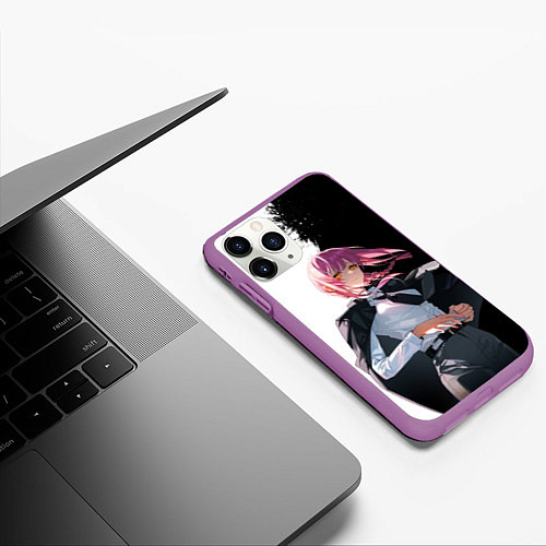Чехол iPhone 11 Pro матовый Макима - Два цвета - Человек бензопила / 3D-Фиолетовый – фото 3