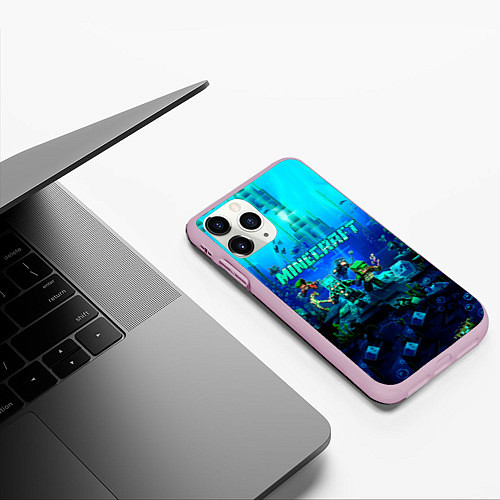 Чехол iPhone 11 Pro матовый Minecraft water / 3D-Розовый – фото 3