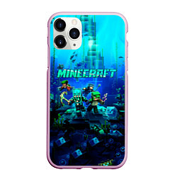 Чехол iPhone 11 Pro матовый Minecraft water, цвет: 3D-розовый