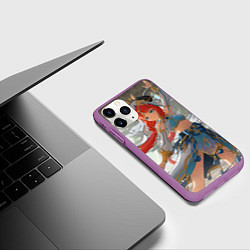 Чехол iPhone 11 Pro матовый Нилу Геншин Импакт, цвет: 3D-фиолетовый — фото 2