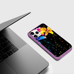 Чехол iPhone 11 Pro матовый Цветные лилии, цвет: 3D-фиолетовый — фото 2