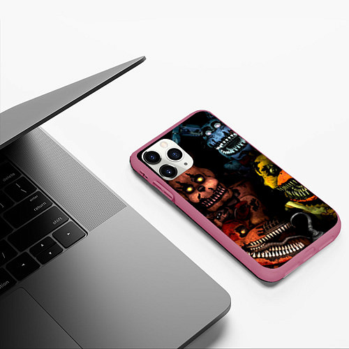 Чехол iPhone 11 Pro матовый Five Nights at Freddys / 3D-Малиновый – фото 3