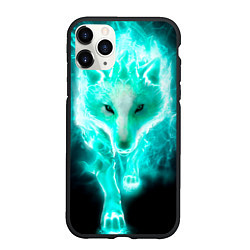 Чехол iPhone 11 Pro матовый Неоновый волк, цвет: 3D-черный