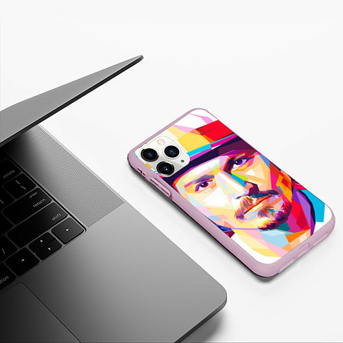 Чехол iPhone 11 Pro матовый Джонни Депп портрет / 3D-Розовый – фото 3