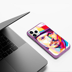 Чехол iPhone 11 Pro матовый Джонни Депп портрет, цвет: 3D-фиолетовый — фото 2