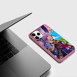 Чехол iPhone 11 Pro матовый Аяка с зонтиком, цвет: 3D-малиновый — фото 2