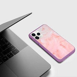Чехол iPhone 11 Pro матовый Aesthetic visual art pink feathers, цвет: 3D-фиолетовый — фото 2