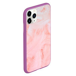 Чехол iPhone 11 Pro матовый Aesthetic visual art pink feathers, цвет: 3D-фиолетовый — фото 2