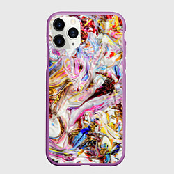 Чехол iPhone 11 Pro матовый Aesthetic visual art galaxy slime, цвет: 3D-фиолетовый