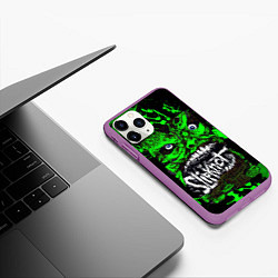 Чехол iPhone 11 Pro матовый Slipknot - green monster по, цвет: 3D-фиолетовый — фото 2