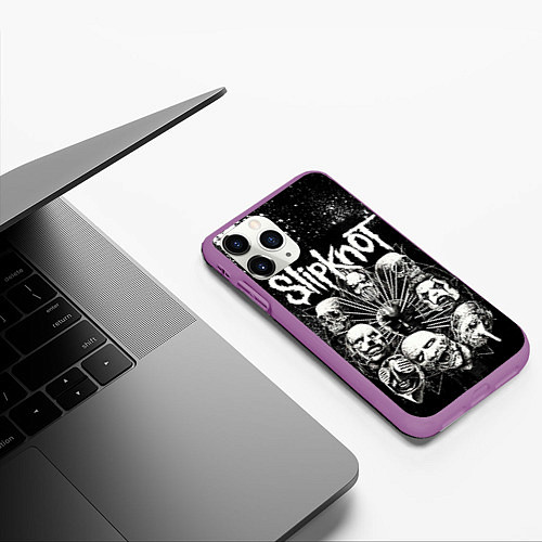 Чехол iPhone 11 Pro матовый Slipknot Black / 3D-Фиолетовый – фото 3