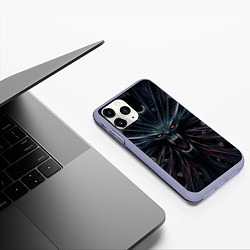 Чехол iPhone 11 Pro матовый Scream alien monster, цвет: 3D-светло-сиреневый — фото 2