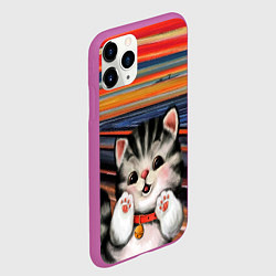 Чехол iPhone 11 Pro матовый Крик котёнка мяу, цвет: 3D-фиолетовый — фото 2