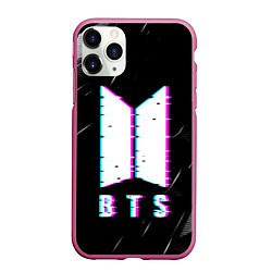 Чехол iPhone 11 Pro матовый BTS - Неоновый логотип, цвет: 3D-малиновый