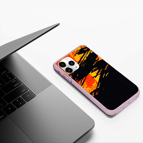 Чехол iPhone 11 Pro матовый Orange and black / 3D-Розовый – фото 3