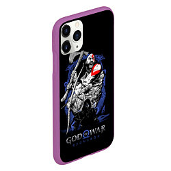 Чехол iPhone 11 Pro матовый Кратос,Атрей и Тор GoW Ragnarok, цвет: 3D-фиолетовый — фото 2