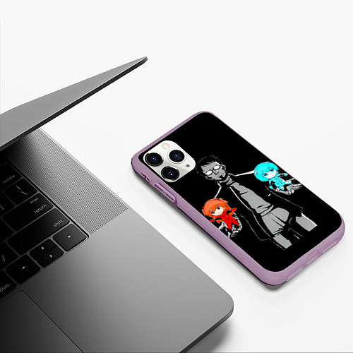 Чехол iPhone 11 Pro матовый Пора выбирать: Аска или Рей ? / 3D-Сиреневый – фото 3