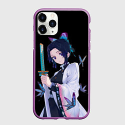 Чехол iPhone 11 Pro матовый Шинобу Кочо с клинком - demon slayer, цвет: 3D-фиолетовый