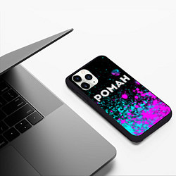 Чехол iPhone 11 Pro матовый Роман и неоновый герб России: символ сверху, цвет: 3D-черный — фото 2
