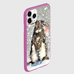 Чехол iPhone 11 Pro матовый Кролик Снежок Милый, цвет: 3D-фиолетовый — фото 2