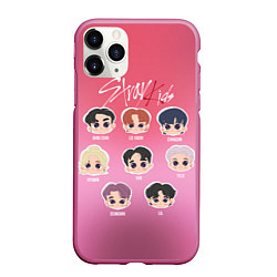 Чехол iPhone 11 Pro матовый Chibi Stray Kids, цвет: 3D-малиновый