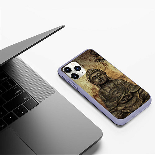 Чехол iPhone 11 Pro матовый Статуя Будды / 3D-Светло-сиреневый – фото 3