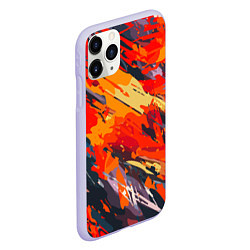 Чехол iPhone 11 Pro матовый Оранжевые кляксы, цвет: 3D-светло-сиреневый — фото 2