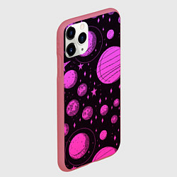 Чехол iPhone 11 Pro матовый Фиолетовый мультяшный космос, цвет: 3D-малиновый — фото 2