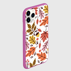 Чехол iPhone 11 Pro матовый Осенний паттерн - листья, цвет: 3D-фиолетовый — фото 2
