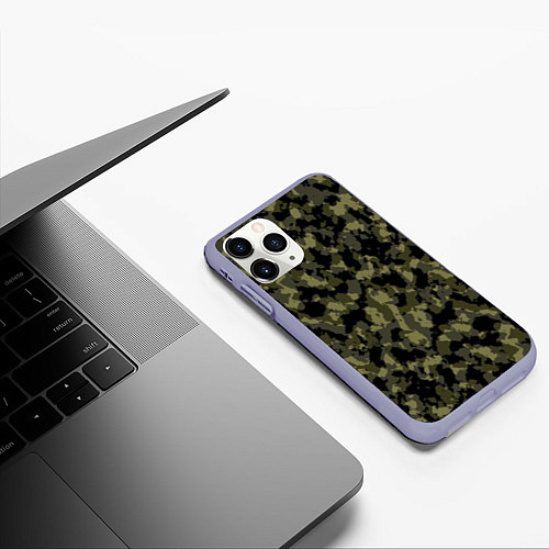 Чехол iPhone 11 Pro матовый Камуфляж / 3D-Светло-сиреневый – фото 3