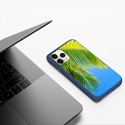 Чехол iPhone 11 Pro матовый Пальма у неба / 3D-Тёмно-синий – фото 3
