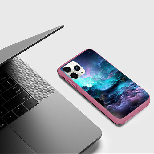 Чехол iPhone 11 Pro матовый Спящий космос / 3D-Малиновый – фото 3