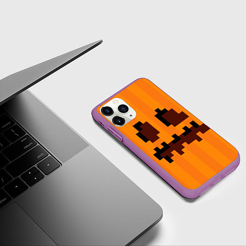 Чехол iPhone 11 Pro матовый Тыква - Майнкрафт - Хеллоуин / 3D-Фиолетовый – фото 3